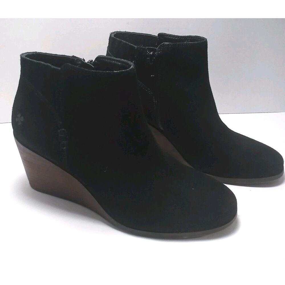 Lucky Brand Women's Black Ankle Booties Size 9 Side Zip Block Heel